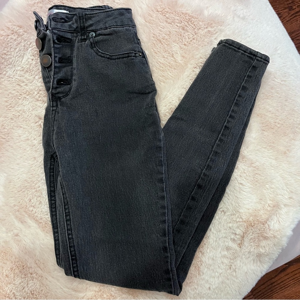 No Boundaries Four Button High Waisted Black Skinny Jeggings/Jeans